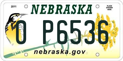 NE license plate 0P6536