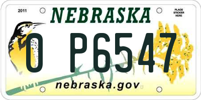 NE license plate 0P6547