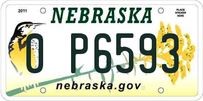 NE license plate 0P6593