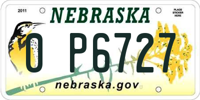 NE license plate 0P6727