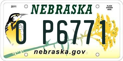 NE license plate 0P6771