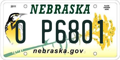 NE license plate 0P6801