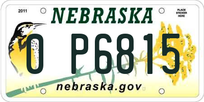 NE license plate 0P6815