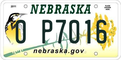 NE license plate 0P7016