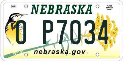 NE license plate 0P7034