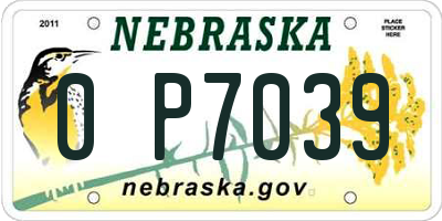 NE license plate 0P7039
