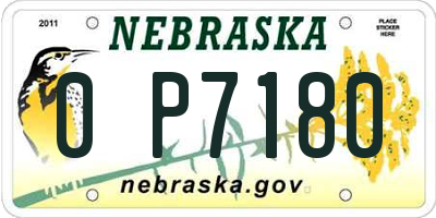 NE license plate 0P7180