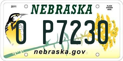 NE license plate 0P7230