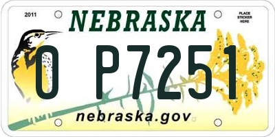NE license plate 0P7251
