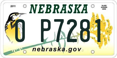 NE license plate 0P7281
