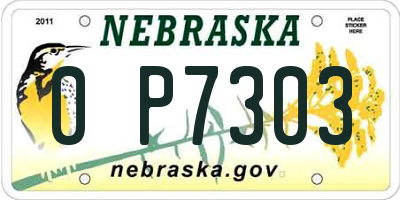 NE license plate 0P7303