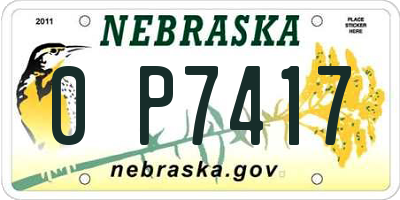 NE license plate 0P7417