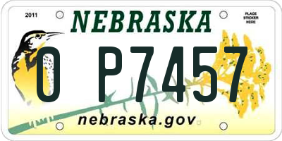 NE license plate 0P7457