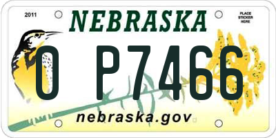 NE license plate 0P7466