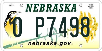 NE license plate 0P7498