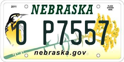 NE license plate 0P7557