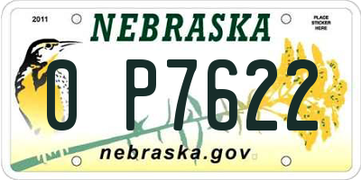 NE license plate 0P7622