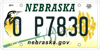 NE license plate 0P7830