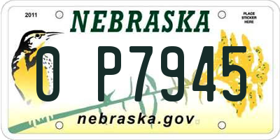 NE license plate 0P7945