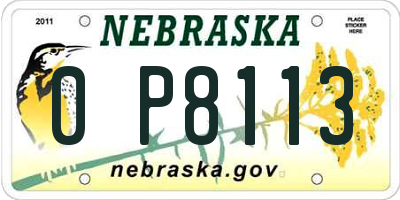 NE license plate 0P8113