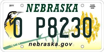 NE license plate 0P8230