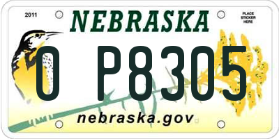 NE license plate 0P8305