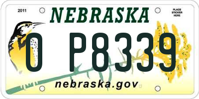 NE license plate 0P8339