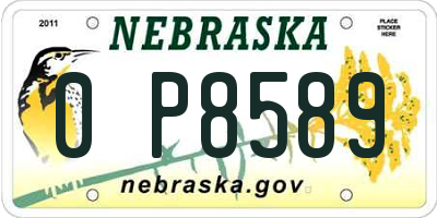 NE license plate 0P8589