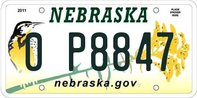 NE license plate 0P8847