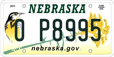 NE license plate 0P8995