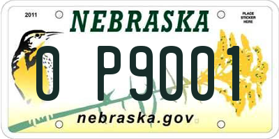 NE license plate 0P9001