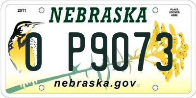 NE license plate 0P9073