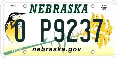 NE license plate 0P9237