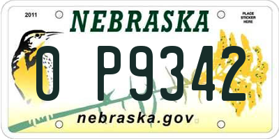 NE license plate 0P9342