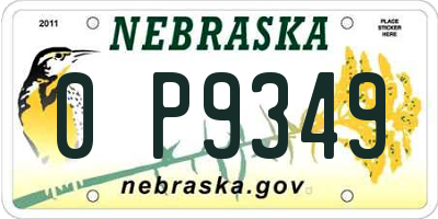 NE license plate 0P9349
