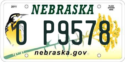 NE license plate 0P9578