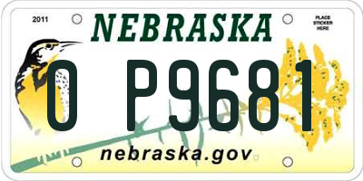 NE license plate 0P9681
