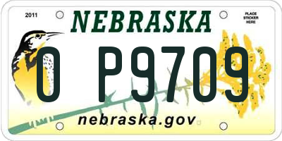 NE license plate 0P9709