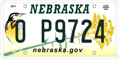 NE license plate 0P9724