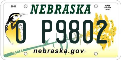 NE license plate 0P9802