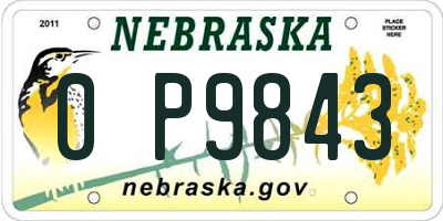 NE license plate 0P9843