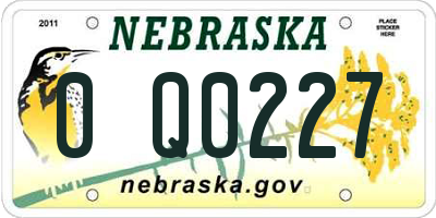 NE license plate 0Q0227