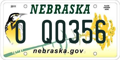 NE license plate 0Q0356