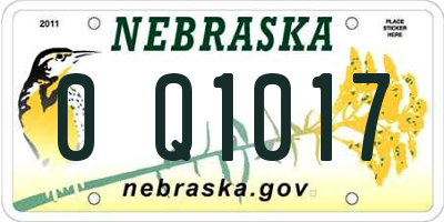 NE license plate 0Q1017