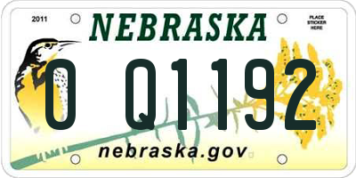 NE license plate 0Q1192