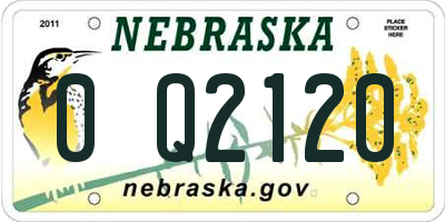 NE license plate 0Q2120