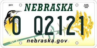 NE license plate 0Q2121