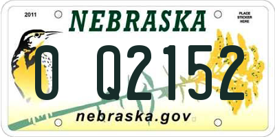 NE license plate 0Q2152