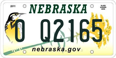 NE license plate 0Q2165