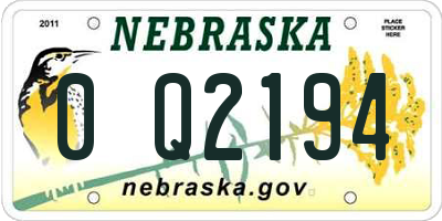 NE license plate 0Q2194